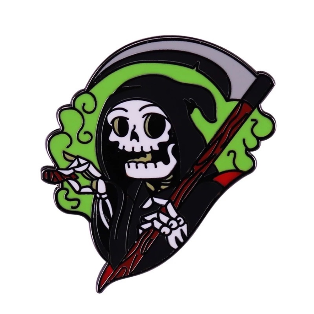 Grim Reaper Smoking Enamel Pin